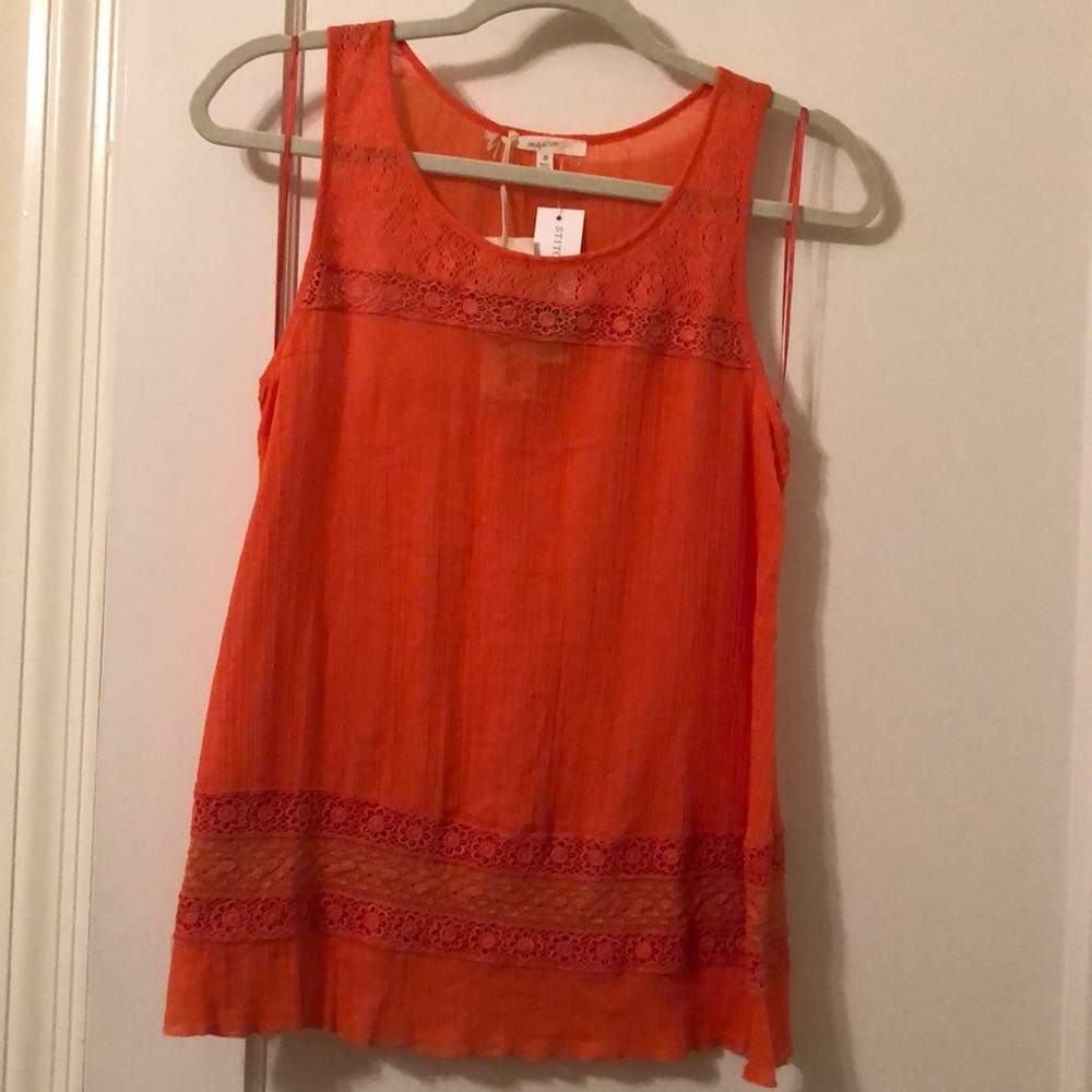 Mystree Gaia Crochet Detail Sheer Cotton Tank